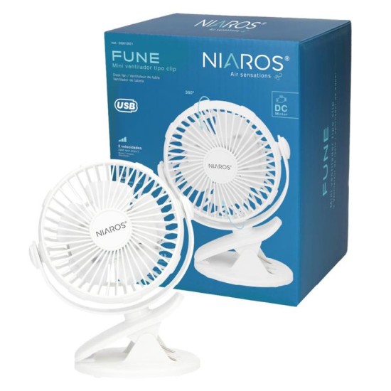 Επιτραπέζιος Ανεμιστήρας Niaros Fune USB 3W Mini Λευκό Επιτραπέζιος Ανεμιστήρας Niaros Fune USB 3W Mini Λευκό