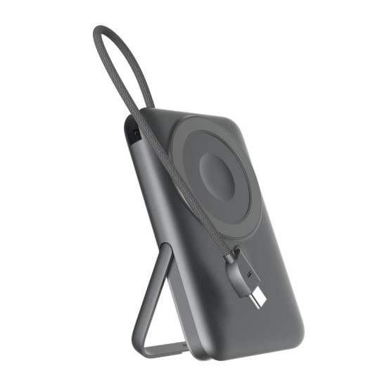 Φορτιστής Ανάγκης Devia EP203 Magnetic 4 σε 1 22.5W 10000mAh με Βραχίονα Στήριξης & Ενσωματωμένο Καλώδιο Extreme Speed Γκρι