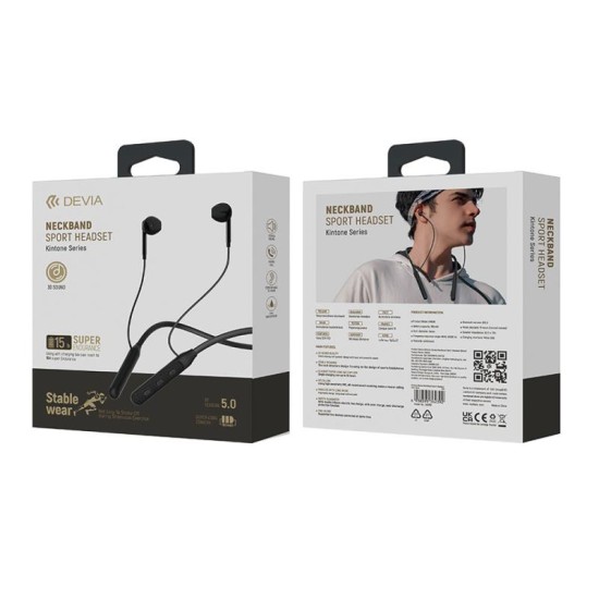 Στερεοφωνικό Ακουστικό Bluetooth Devia EM036 Sport Kintone Neckband Μαύρο Στερεοφωνικό Ακουστικό Bluetooth Devia EM036 Sport Kintone Neckband Μαύρο