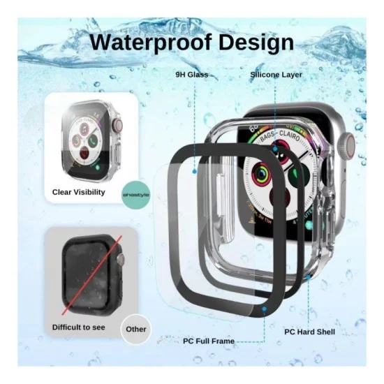 Θήκη PC με Tempered Glass Ahastyle WG56-2 Premium Apple Watch 7/8/9 45mm Διάφανο (2 τεμ.)