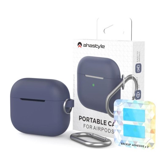 Θήκη Σιλικόνης AhaStyle PT148 Apple AirPods 3 Premium με Γάντζο Σκούρο Μπλε Θήκη Σιλικόνης AhaStyle PT148 Apple AirPods 3 Premium με Γάντζο Σκούρο Μπλε