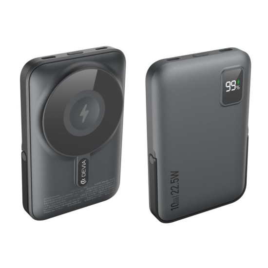 Ασύρματος Φορτιστής Ανάγκης Devia EP201 Magnetic PD 22.5W 10000mAh με Βραχίονα Στήριξης Extreme Speed Γκρι
