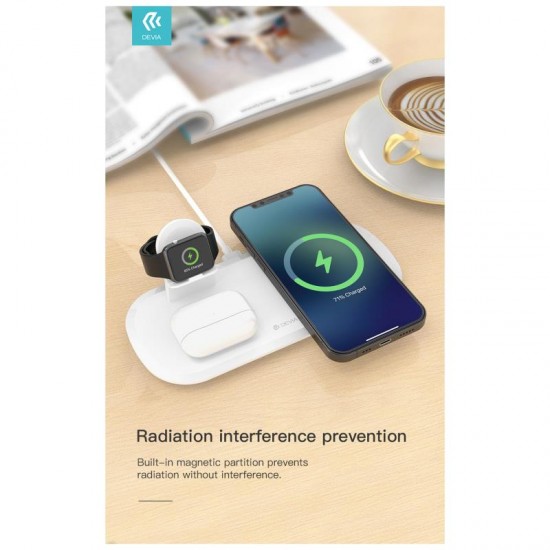 Ασύρματος Φορτιστής - Βάση 3in1 Devia EA220 15W για Apple Airpods, iPhone & iWatch Smart Λευκό