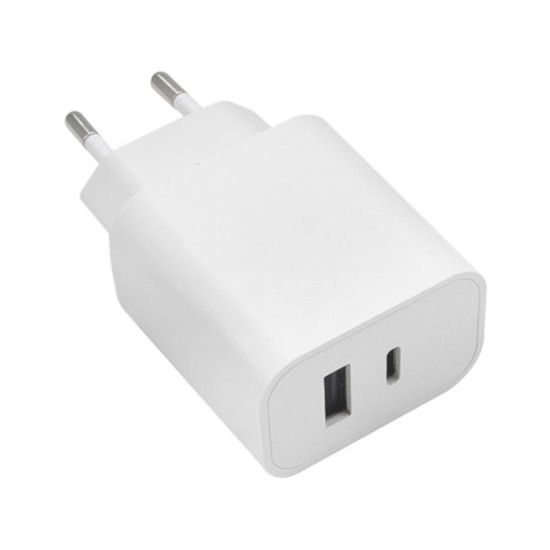 Φορτιστής Ταξιδίου Ταχείας Φόρτισης Maxlife MXTC-06 με Διπλή Έξοδο USB A & USB C PD + QC 20W Λευκό