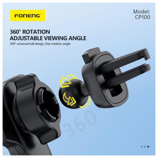 Universal Βάση Στήριξης Αεραγωγού Αυτοκινήτου Foneng CP100 Gravity για Smartphones έως 6.7" Μαύρο