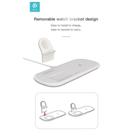 Ασύρματος Φορτιστής - Βάση 3in1 Devia EA220 15W για Apple Airpods, iPhone & iWatch Smart Λευκό