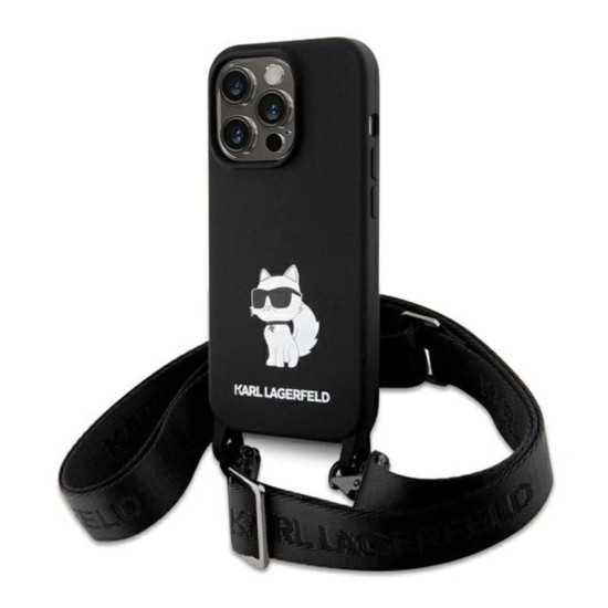 Θήκη Σιλικόνης Karl Lagerfeld Apple iPhone 15 Pro Max Crossbody Choupette Μαύρο Θήκη Σιλικόνης Karl Lagerfeld Apple iPhone 15 Pro Max Crossbody Choupette Μαύρο