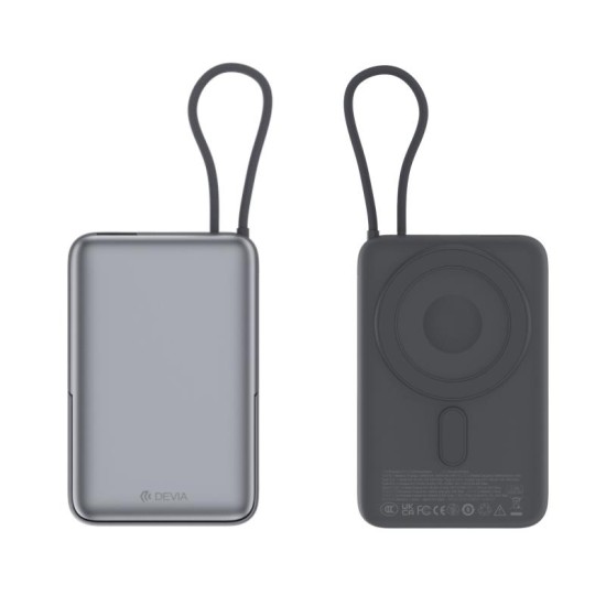 Φορτιστής Ανάγκης Devia EP203 Magnetic 4 σε 1 22.5W 10000mAh με Βραχίονα Στήριξης & Ενσωματωμένο Καλώδιο Extreme Speed Γκρι