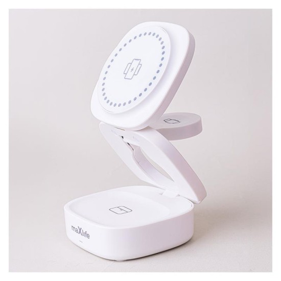 Ασύρματη Βάση Φόρτισης Μαγνητική 3 σε 1 Maxlife MXWC-06 15W Λευκό Ασύρματη Βάση Φόρτισης Μαγνητική 3 σε 1 Maxlife MXWC-06 15W Λευκό