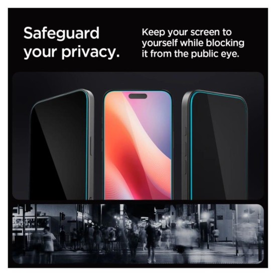 Tempered Glass Full Face Spigen Glas.tR EZ-FIT Privacy Apple iPhone 16 Pro Max (2 τεμ.) Tempered Glass Full Face Spigen Glas.tR EZ-FIT Privacy Apple iPhone 16 Pro Max (2 τεμ.)
