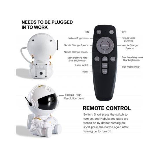 Προβολέας Φορητός - Φωτιστικό XO CF4 Astronaut Star Projection Light LED Λευκό Προβολέας Φορητός - Φωτιστικό XO CF4 Astronaut Star Projection Light LED Λευκό