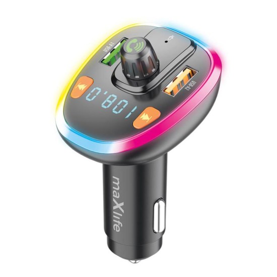 Φορτιστής Αυτοκινήτου + Bluetooth MP3 + Πομπός FM Maxlife MXFT-03 με Διπλή Έξοδο USB A Μαύρο Φορτιστής Αυτοκινήτου + Bluetooth MP3 + Πομπός FM Maxlife MXFT-03 με Διπλή Έξοδο USB A Μαύρο