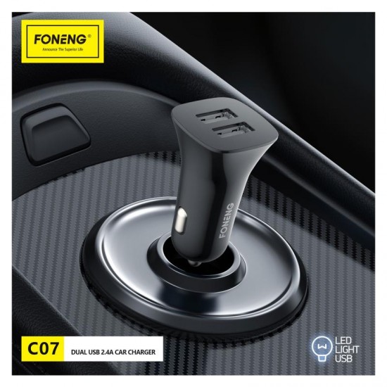 Φορτιστής Αυτοκινήτου Ταχείας Φόρτισης Foneng C07 με Διπλή Έξοδο 2xUSB A 2.4A 12W Μαύρο Φορτιστής Αυτοκινήτου Ταχείας Φόρτισης Foneng C07 με Διπλή Έξοδο 2xUSB A 2.4A 12W Μαύρο