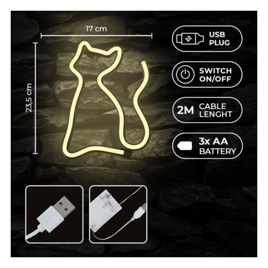 Neon LED Forever Light FLNEO3 CAT (USB/Μπαταρίας & On/Off) Θερμό Λευκό Neon LED Forever Light FLNEO3 CAT (USB/Μπαταρίας & On/Off) Θερμό Λευκό