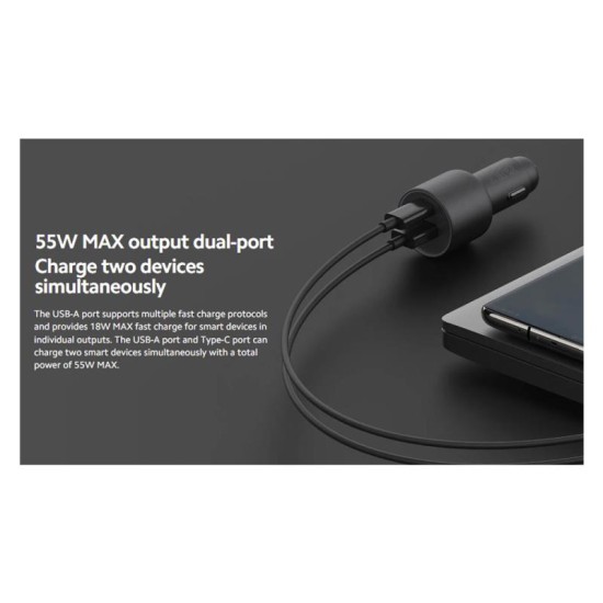 Φορτιστής Αυτοκινήτου Xiaomi Mi με Διπλή Έξοδο USB A & USB C GaN 67W Μαύρο Φορτιστής Αυτοκινήτου Xiaomi Mi με Διπλή Έξοδο USB A & USB C GaN 67W Μαύρο