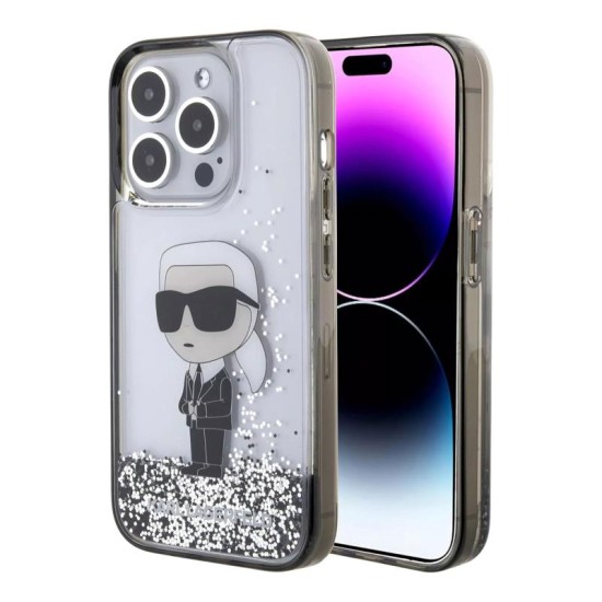 Θήκη TPU Karl Lagerfeld Apple iPhone 15 Pro Max Hardcase Liquid Glitter Ikonik Διάφανο Θήκη TPU Karl Lagerfeld Apple iPhone 15 Pro Max Hardcase Liquid Glitter Ikonik Διάφανο
