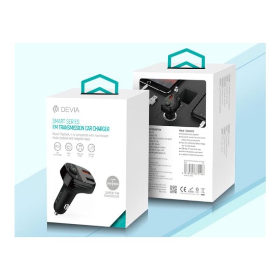 Φορτιστής Αυτοκινήτου Ταχείας Φόρτισης + Bluetooth MP3 + FM Devia EA133 με Διπλή Έξοδο USB A QC 3.0 Smart Μαύρο Φορτιστής Αυτοκινήτου Ταχείας Φόρτισης + Bluetooth MP3 + FM Devia EA133 με Διπλή Έξοδο USB A QC 3.0 Smart Μαύρο