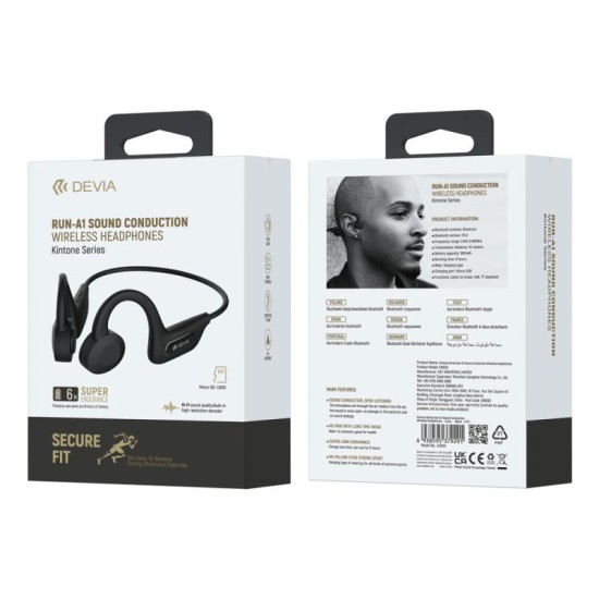 Στερεοφωνικό Ακουστικό Bluetooth Devia EM034 Run-A1 Kintone Neckband Μαύρο Στερεοφωνικό Ακουστικό Bluetooth Devia EM034 Run-A1 Kintone Neckband Μαύρο