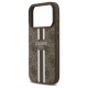 Θήκη PU Guess MagSafe Apple iPhone 17 Pro Hardcase 4G Printed Stripes Καφέ