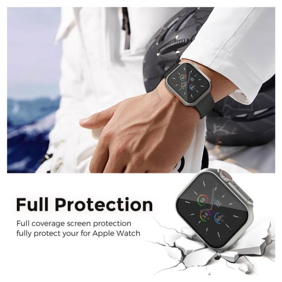 Θήκη PC με Tempered Glass Ahastyle WG115 Apple Watch 7/8/9 45mm Upgrade σε Ultra Μαύρο