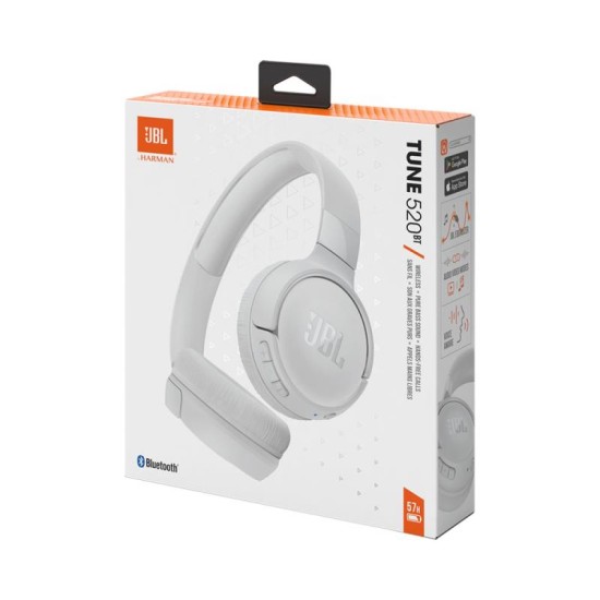 Ασύρματα Ακουστικά Κεφαλής JBL Tune 520BT Λευκό Ασύρματα Ακουστικά Κεφαλής JBL Tune 520BT Λευκό