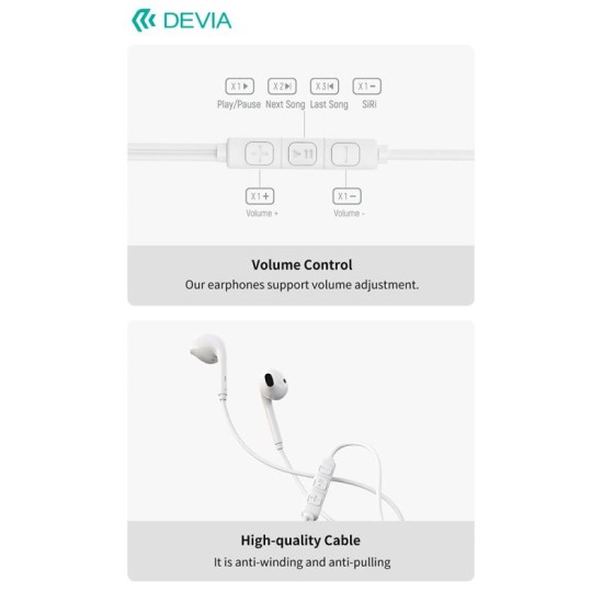 Hands Free Stereo A3 Devia EM108 3.5mm Kintone Λευκό Hands Free Stereo A3 Devia EM108 3.5mm Kintone Λευκό