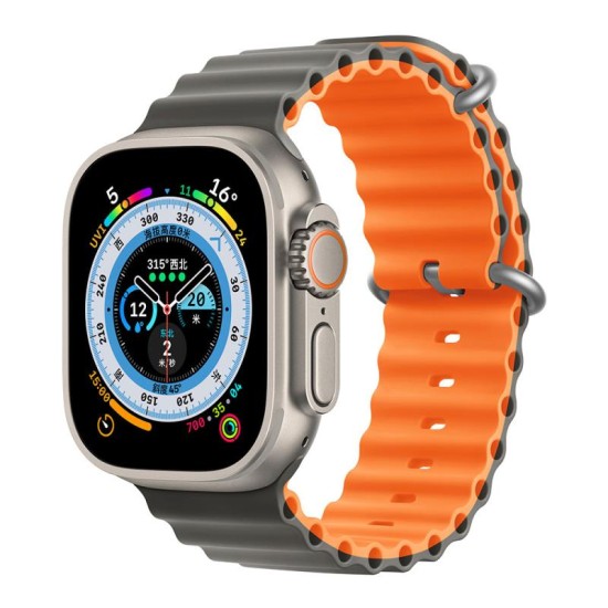 Λουράκι Devia Sport6 Silicone Apple Watch (42/ 44/ 45/ 49mm) Deluxe Two-Tone Γκρι-Πορτοκαλί Λουράκι Devia Sport6 Silicone Apple Watch (42/ 44/ 45/ 49mm) Deluxe Two-Tone Γκρι-Πορτοκαλί