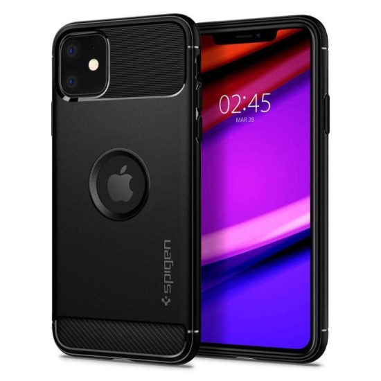 Θήκη Soft TPU Spigen Rugged Armor Apple iPhone 11 Μαύρο Θήκη Soft TPU Spigen Rugged Armor Apple iPhone 11 Μαύρο