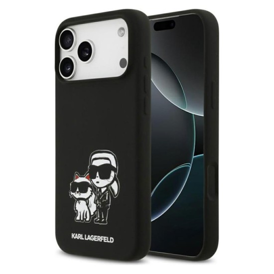 Θήκη Σιλικόνης Karl Lagerfeld Apple iPhone 17 Pro Max Sketch & Logo Karl & Choupette Μαύρο Θήκη Σιλικόνης Karl Lagerfeld Apple iPhone 17 Pro Max Sketch & Logo Karl & Choupette Μαύρο