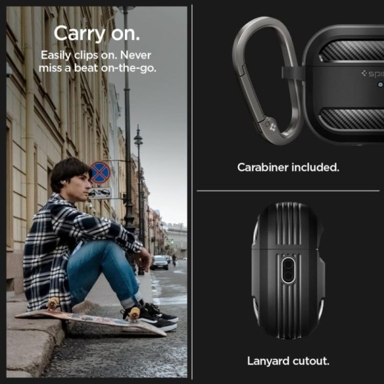 Θήκη Σιλικόνης Spigen Rugged Armor Apple AirPods Pro 1/ 2 με Γάντζο Μαύρο Θήκη Σιλικόνης Spigen Rugged Armor Apple AirPods Pro 1/ 2 με Γάντζο Μαύρο