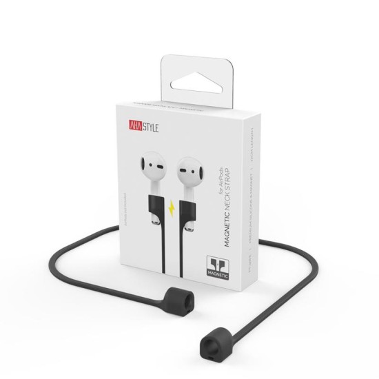Strap Λαιμού Σιλικόνης AhaStyle PT74 Apple AirPods Magnetic Μαύρο Strap Λαιμού Σιλικόνης AhaStyle PT74 Apple AirPods Magnetic Μαύρο