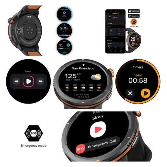 Smartwatch Hammer Watch 2 Lite 1.43'' Μαύρο Smartwatch Hammer Watch 2 Lite 1.43'' Μαύρο