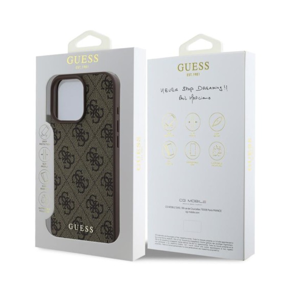 Θήκη PU Guess Apple iPhone 16 Pro Max Hardcase Classic Logo 4G Καφέ Θήκη PU Guess Apple iPhone 16 Pro Max Hardcase Classic Logo 4G Καφέ