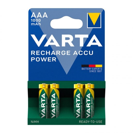 Μπαταρία Επαναφορτιζόμενη Varta AAA 1000mAh NiMH 1.2V Ready2Use Plastic Free (4 τεμ.) Μπαταρία Επαναφορτιζόμενη Varta AAA 1000mAh NiMH 1.2V Ready2Use Plastic Free (4 τεμ.)