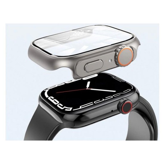 Θήκη Glass & PC inos Apple Watch 7/ 8/ 9  45mm Upgrade to Ultra Ασημί