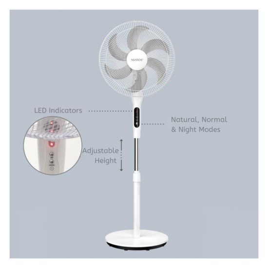 Επιδαπέδιος Ανεμιστήρας Niaros Sortino 65W με Τηλεχειριστήριο & Χρονόμετρο Λευκό Επιδαπέδιος Ανεμιστήρας Niaros Sortino 65W με Τηλεχειριστήριο & Χρονόμετρο Λευκό