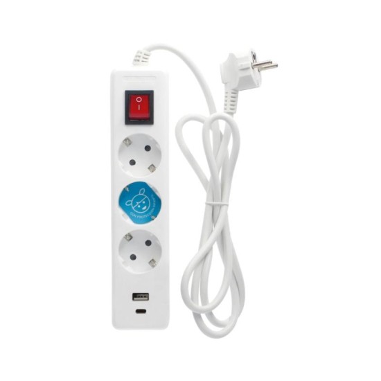 Πολύπριζο GSC 3 Θέσεων με Διακόπτη, Θύρες 1xUSB A, 1xUSB C & Καλώδιο 1.4m (3 x 1.5mm) Λευκό Πολύπριζο GSC 3 Θέσεων με Διακόπτη, Θύρες 1xUSB A, 1xUSB C & Καλώδιο 1.4m (3 x 1.5mm) Λευκό