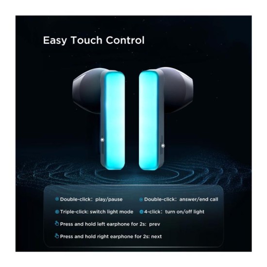 True Wireless Ακουστικά Bluetooth Joyroom JR-TC1 IceLens Series με RGB Λευκό True Wireless Ακουστικά Bluetooth Joyroom JR-TC1 IceLens Series με RGB Λευκό