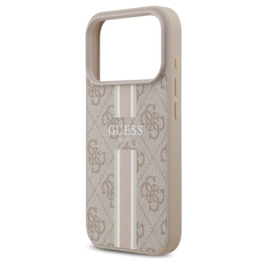 Θήκη PU Guess MagSafe Apple iPhone 17 Pro Hardcase 4G Printed Stripes Ροζ