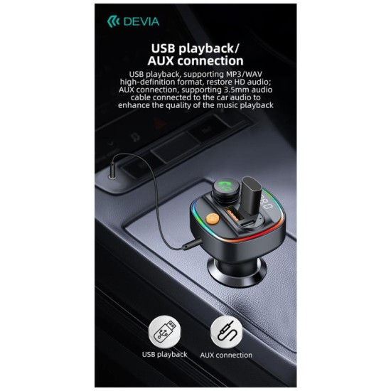 Φορτιστής Αυτοκινήτου Ταχείας Φόρτισης + Bluetooth MP3 Devia C4S με Διπλή Έξοδο USB A & USB C PD +QC 3.0 30W Smart Μαύρο Φορτιστής Αυτοκινήτου Ταχείας Φόρτισης + Bluetooth MP3 Devia C4S με Διπλή Έξοδο USB A & USB C PD +QC 3.0 30W Smart Μαύρο