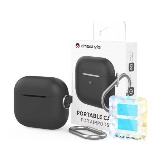 Θήκη Σιλικόνης AhaStyle PT148 Apple AirPods 3 Premium με Γάντζο Μαύρο Θήκη Σιλικόνης AhaStyle PT148 Apple AirPods 3 Premium με Γάντζο Μαύρο