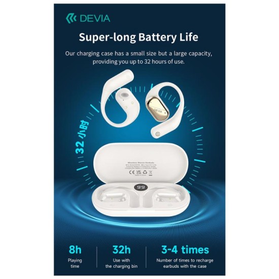 True Wireless Ακουστικά Bluetooth Devia OWS EM406 Lite1 Γαλάζιο True Wireless Ακουστικά Bluetooth Devia OWS EM406 Lite1 Γαλάζιο