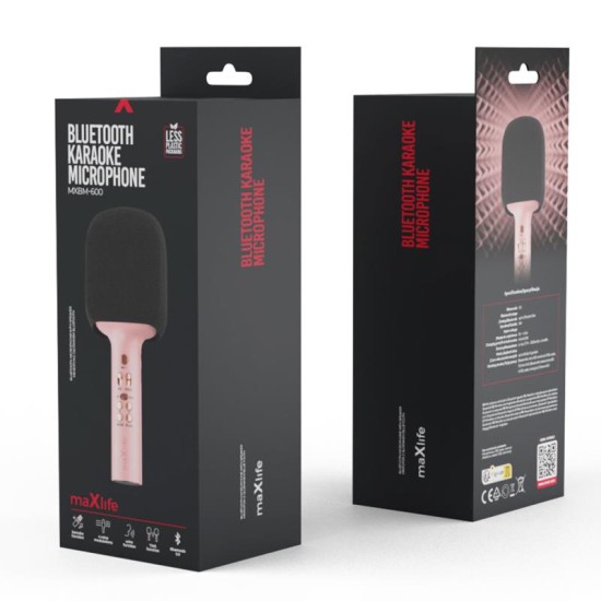 Ασύρματο Μικρόφωνο Bluetooth Maxlife MXBM-600 με Ηχείο (Karaoke) Ροζ Ασύρματο Μικρόφωνο Bluetooth Maxlife MXBM-600 με Ηχείο (Karaoke) Ροζ