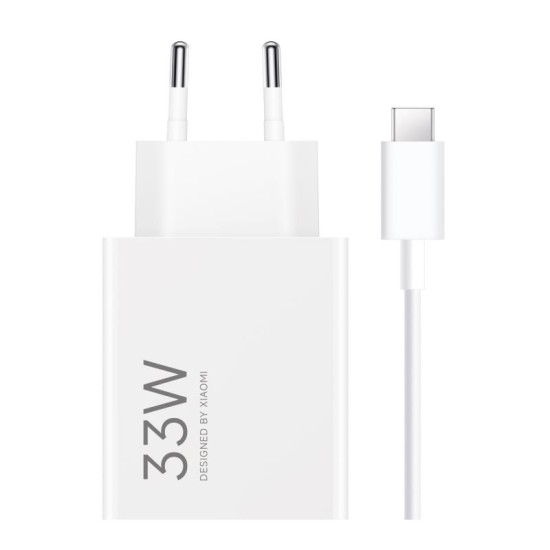 Φορτιστής Ταξιδίου Ταχείας Φόρτισης Xiaomi Combo με Έξοδο USB A 33W & Καλώδιο USB C 1m Λευκό