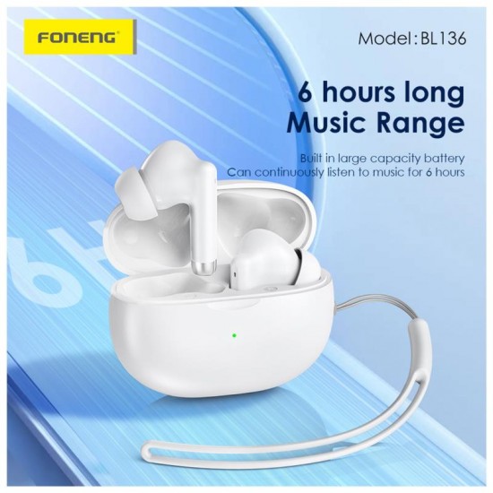 True Wireless Ακουστικά Bluetooth Foneng BL136 Λευκό True Wireless Ακουστικά Bluetooth Foneng BL136 Λευκό