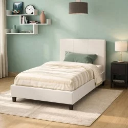 Κρεβάτι Nevil  100x200 PU χρώμα λευκό ματ