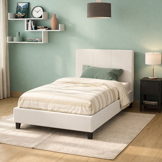 Κρεβάτι Nevil  100x200 PU χρώμα λευκό ματ