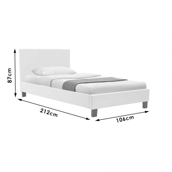 Κρεβάτι Nevil pakoworld μονό 100x200 PU χρώμα λευκό ματ Model: 006-000012