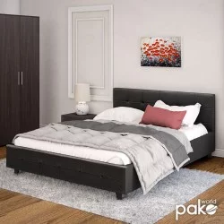 Κρεβάτι Roi  160x200 PU μαύρο ματ + αποθηκευτικό χώρο