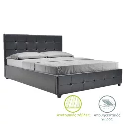 Κρεβάτι Roi  160x200 PU μαύρο ματ + αποθηκευτικό χώρο